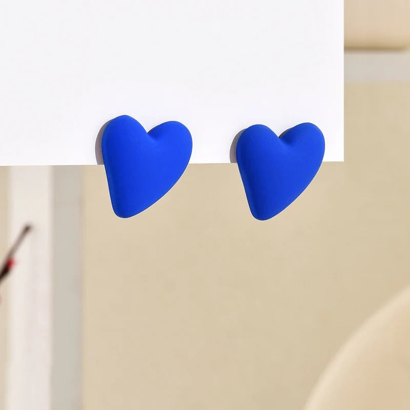 Boucle D'oreille Femme Cœur Lisse Bleu
