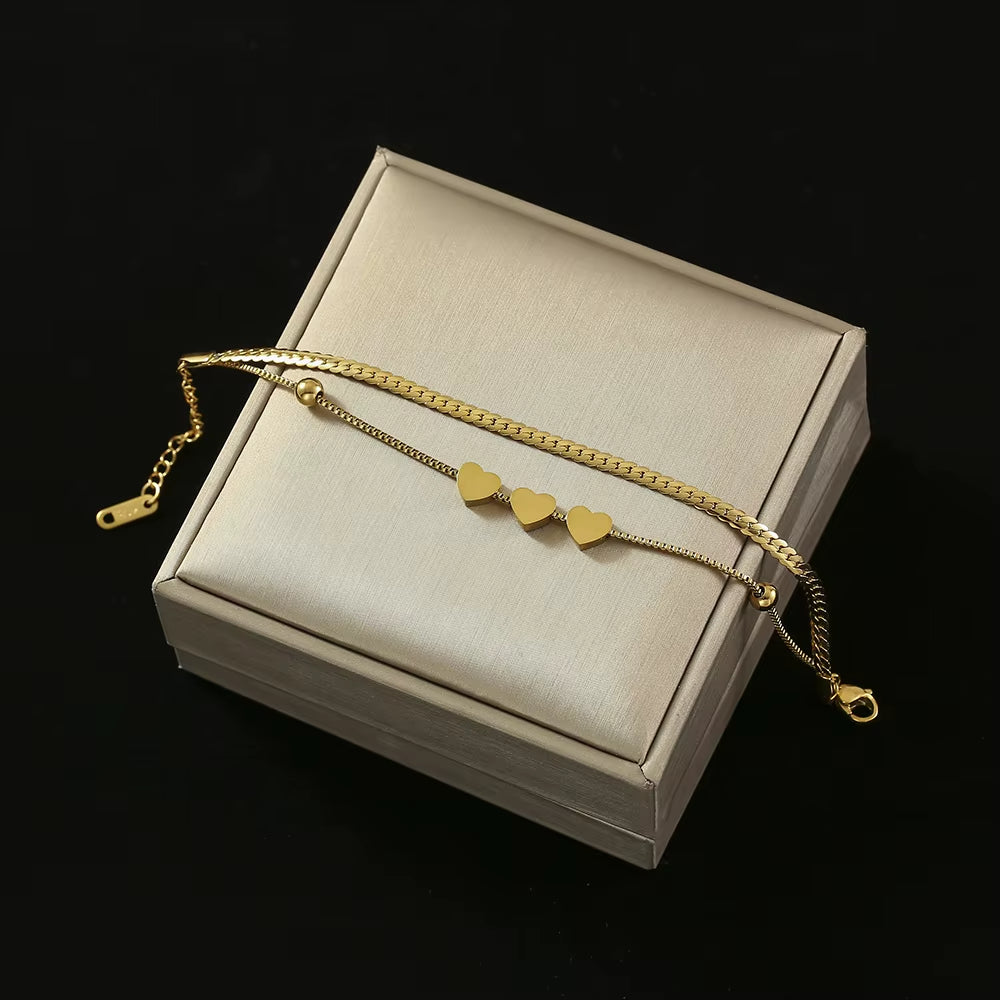 Bracelet Double Maille Coeur