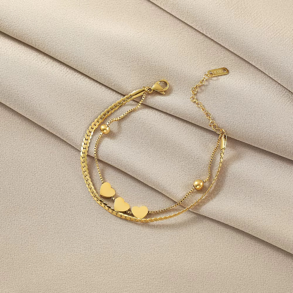 Bracelet Double Maille Coeur