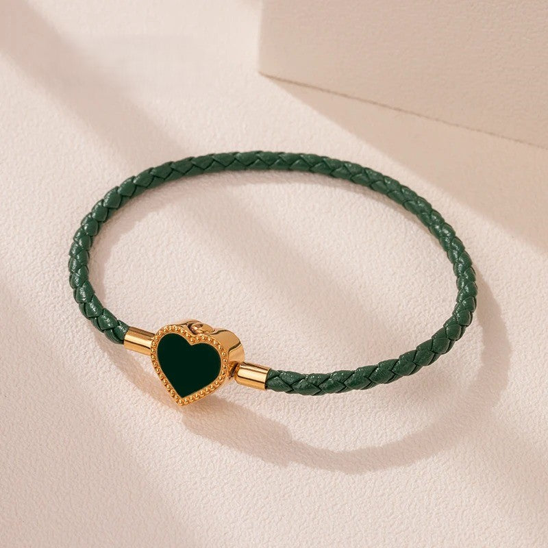 Bracelet Femme Tressé Fermoir Cœur