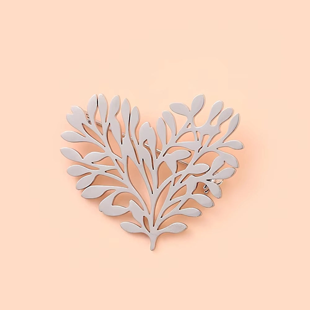 Broche Coeur Forme d'Arbre sur fond rose