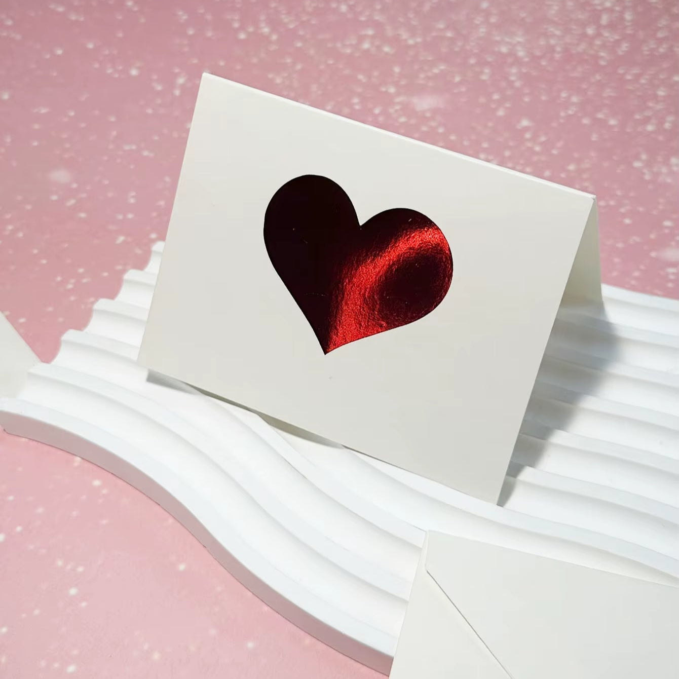 Carte Cadeau Coeur sur fond rose et blanc
