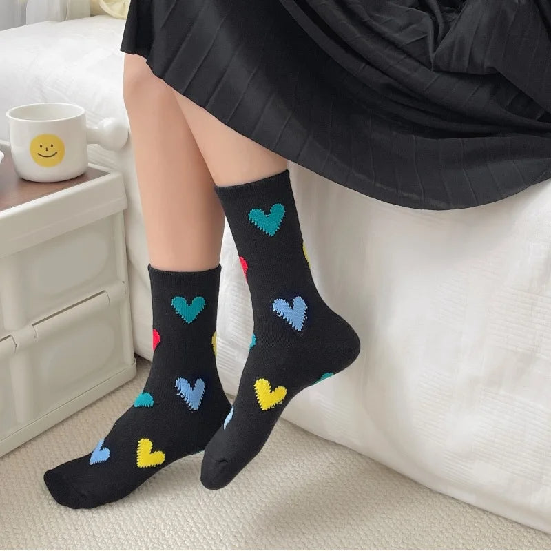 Chaussettes en Coton Respirant Motif Coeur