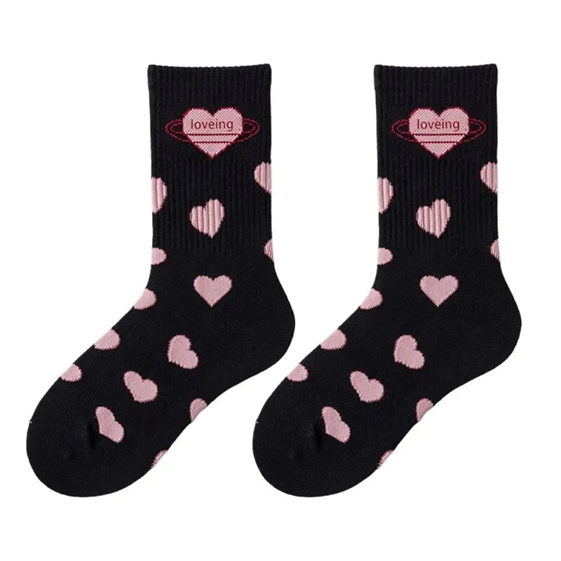 Chaussettes pour Femme à Coeurs Roses