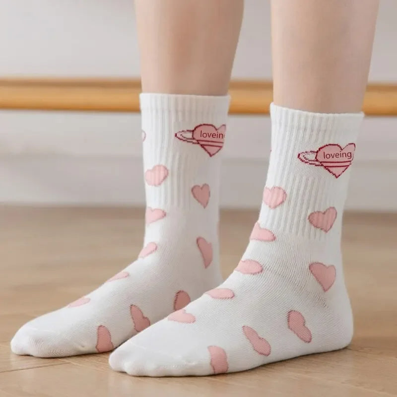 Chaussettes pour Femme à Coeurs Roses