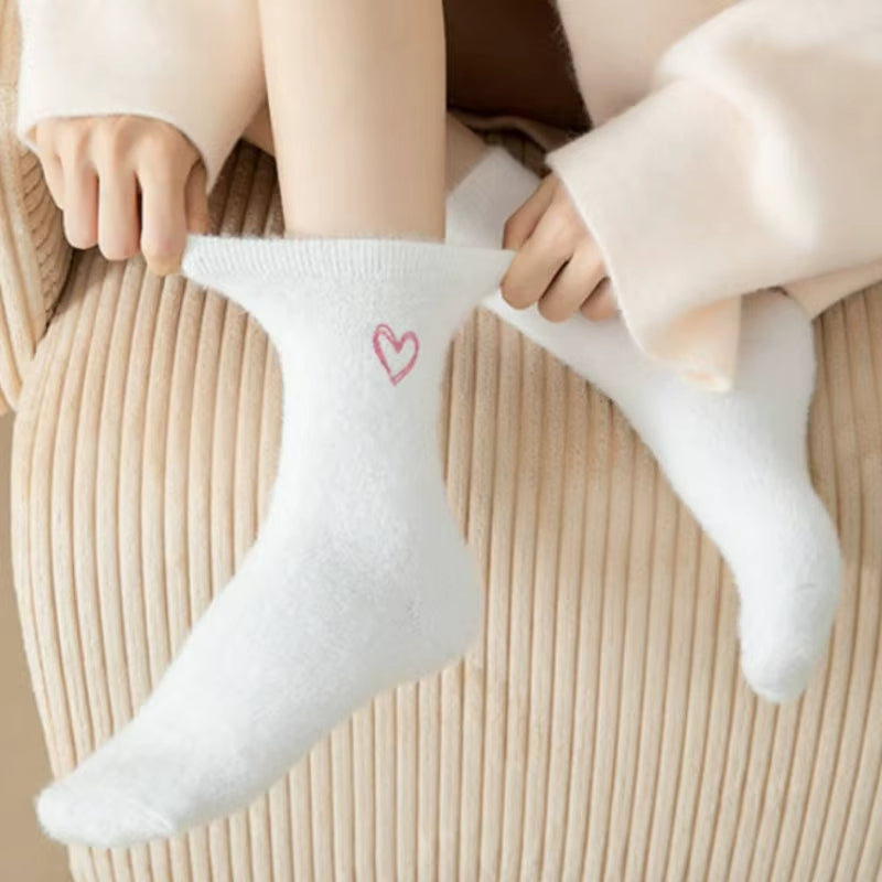 Chaussettes pour Femme Polaires à Coeur Brodé