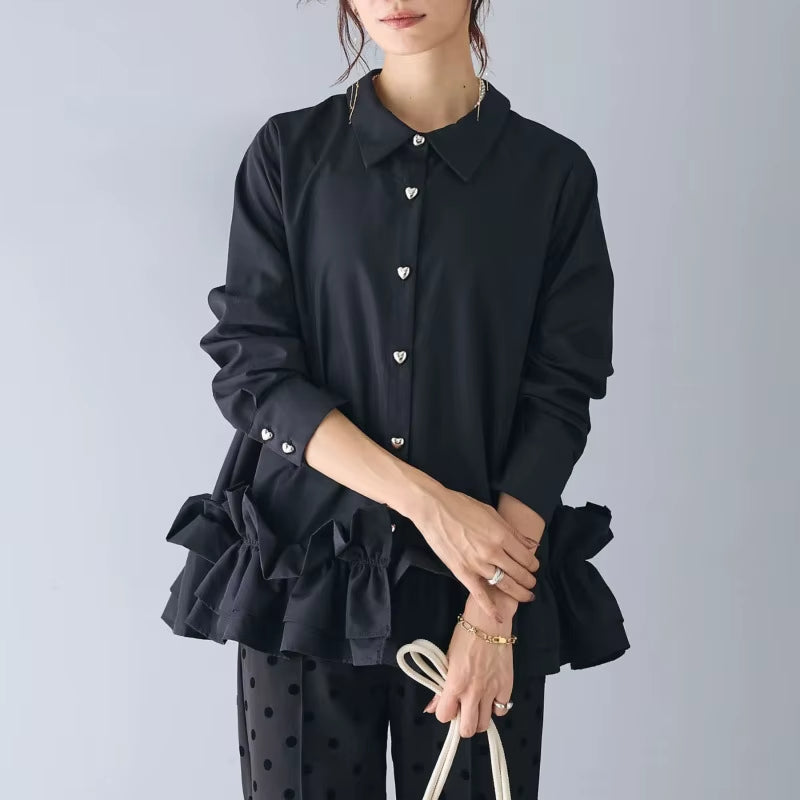 Chemise Femme avec Boutons en Coeurs