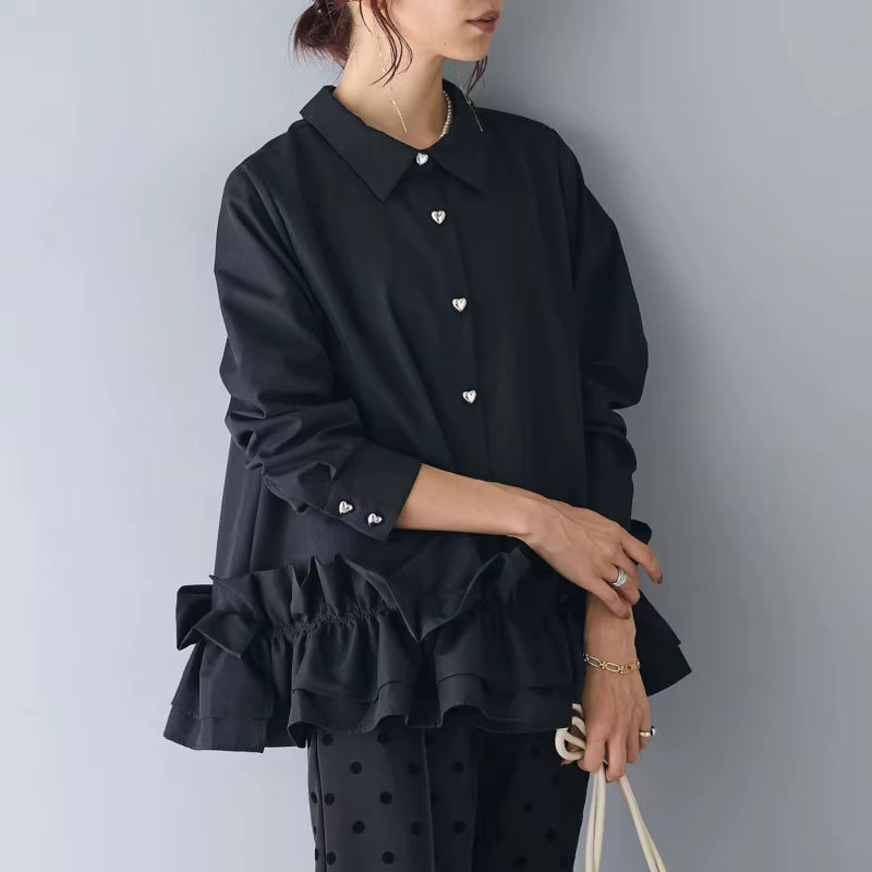 Chemise Femme avec Boutons en Coeurs