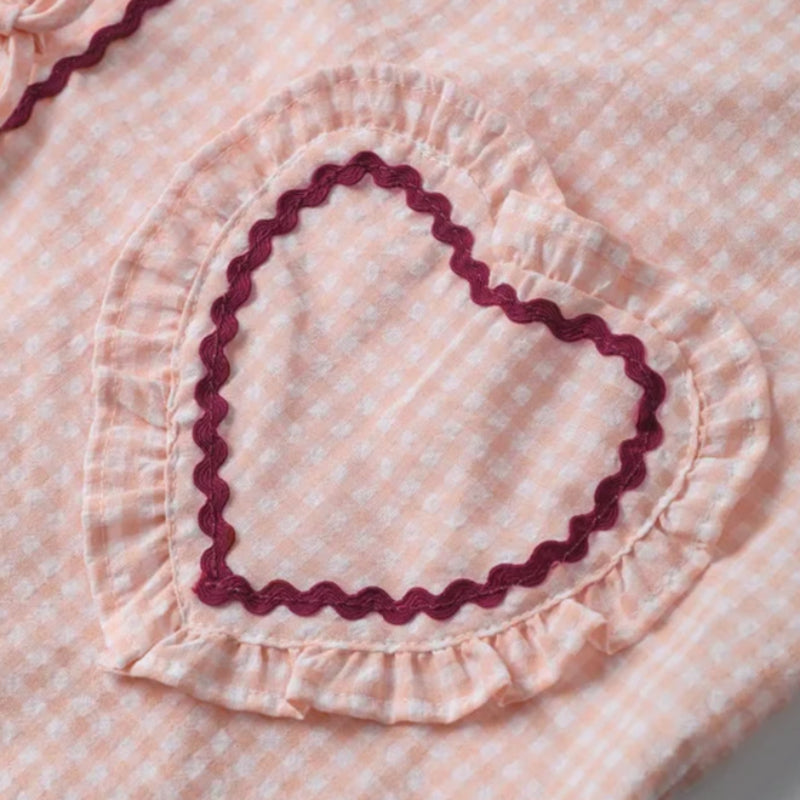 Chemise Femme à Carreaux Motif Coeur