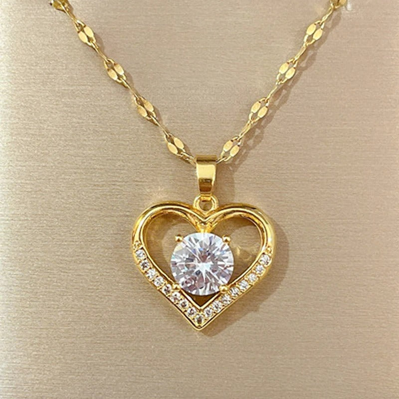 Collier Femme Pendentif Cœur Scintillant