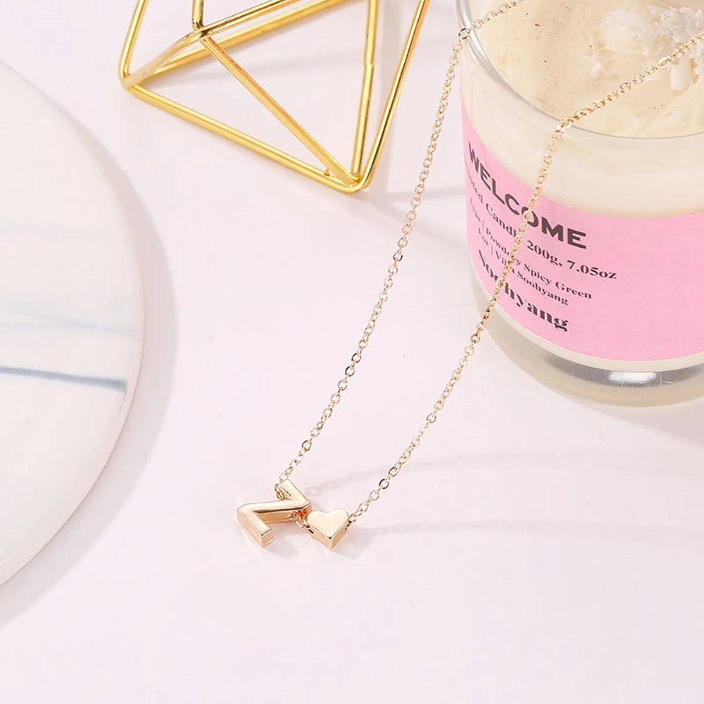 Collier Initiale Coeur Maille Fine