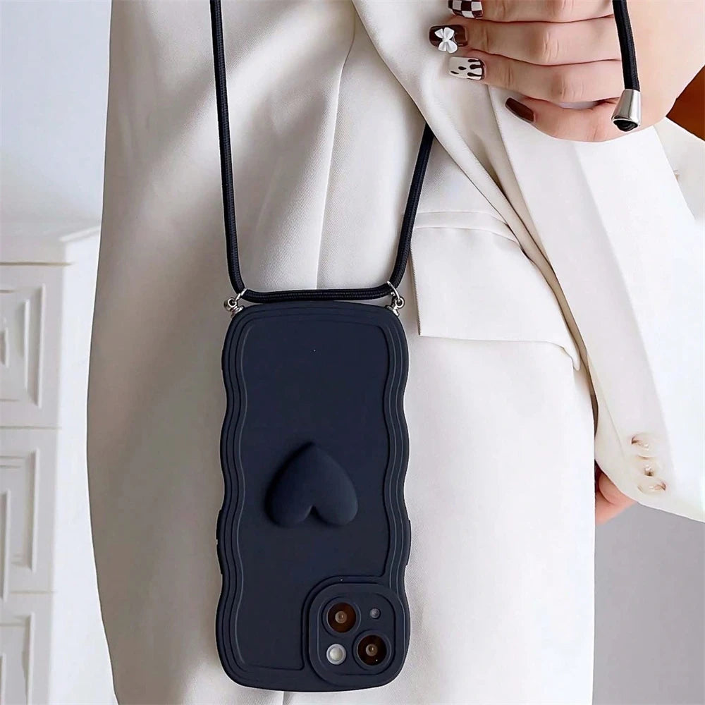 Coque de Telephone Cœur Avec Cordon iPhone