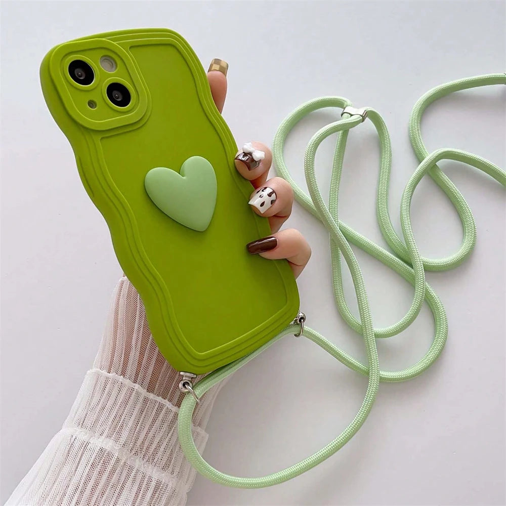 Coque de Telephone Cœur Avec Cordon iPhone