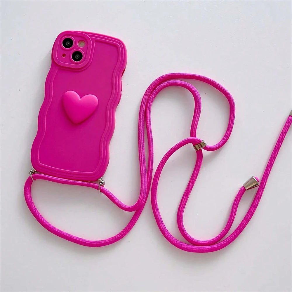 Coque de Telephone Cœur Avec Cordon iPhone