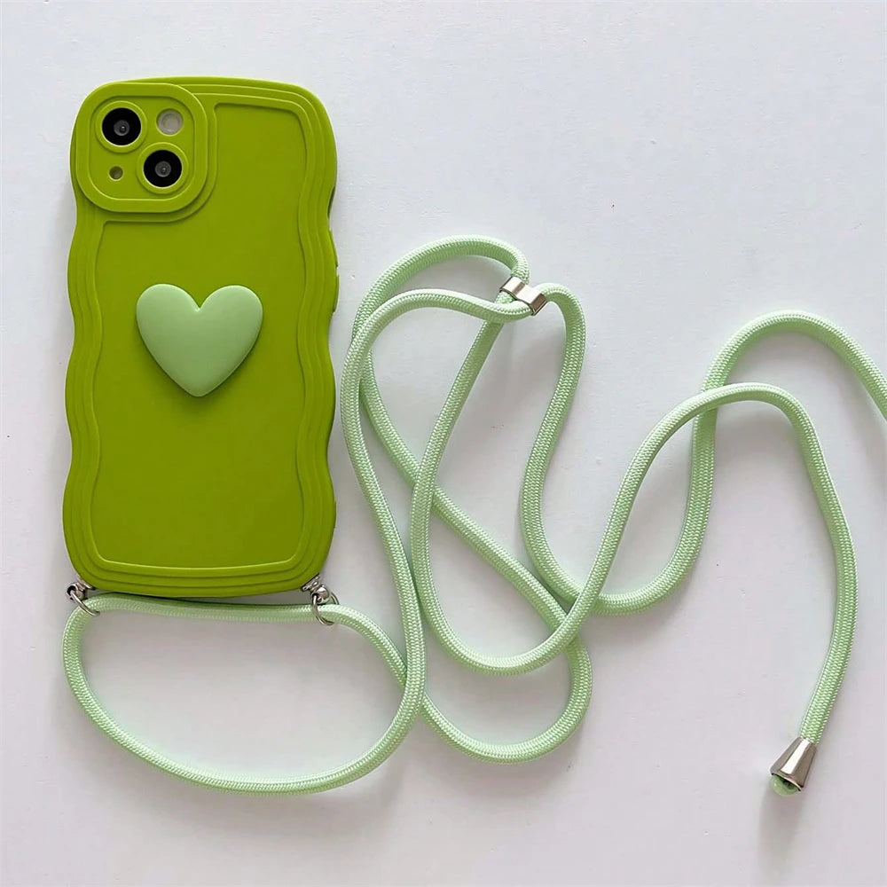 Coque de Telephone Cœur Avec Cordon iPhone