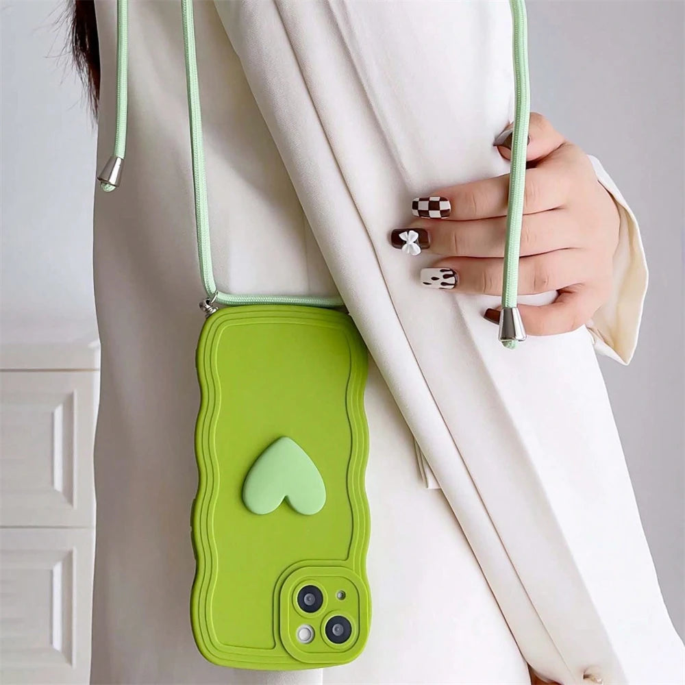 Coque de Telephone Cœur Avec Cordon iPhone