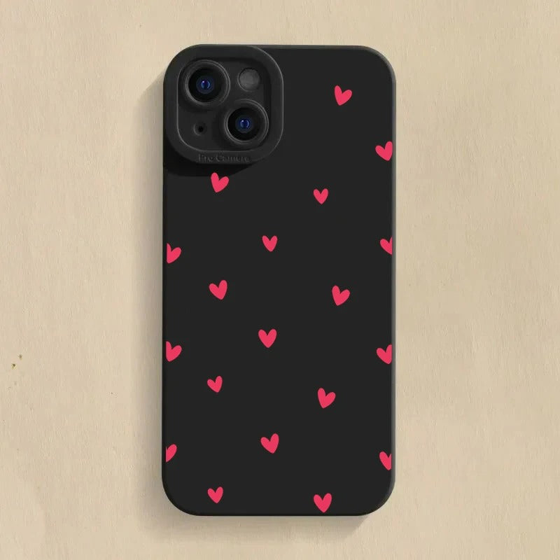 Coque de Téléphone Petits Cœurs Roses iPhone sur fond baige