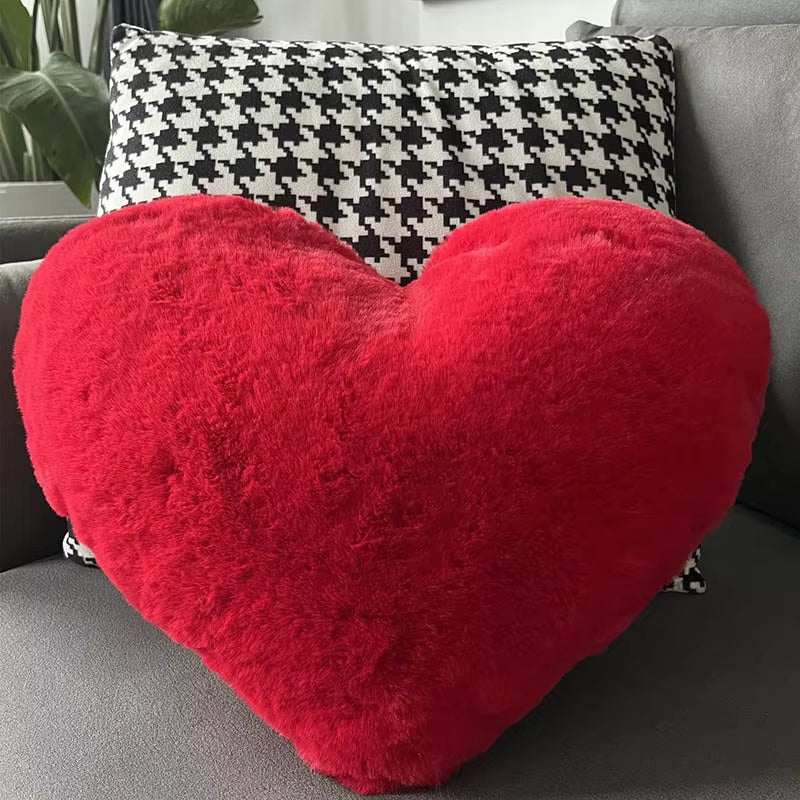 Coussin Fausse Fourrure Forme Coeur