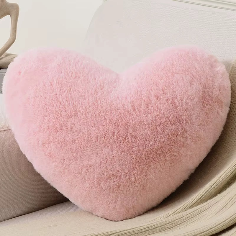 Coussin Fausse Fourrure Forme Coeur