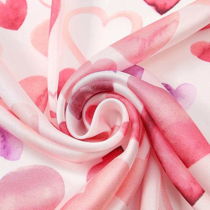 Foulard Femme Carré Aux Cœurs Pastel