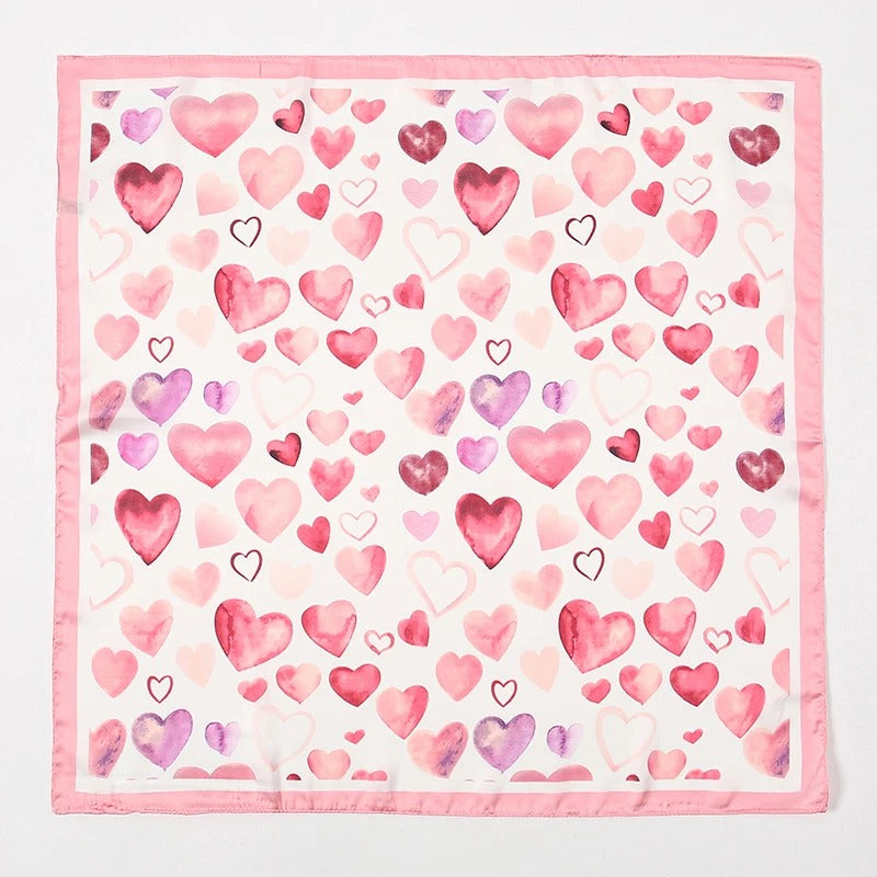Foulard Femme Carré Aux Cœurs Pastel