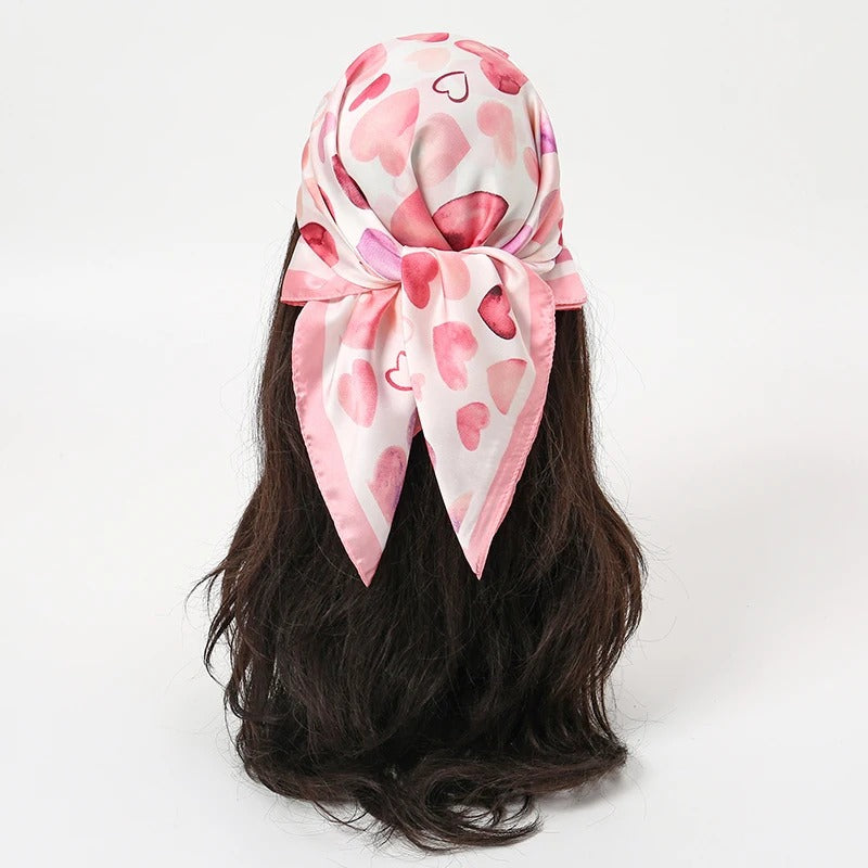 Foulard Femme Carré Aux Cœurs Pastel