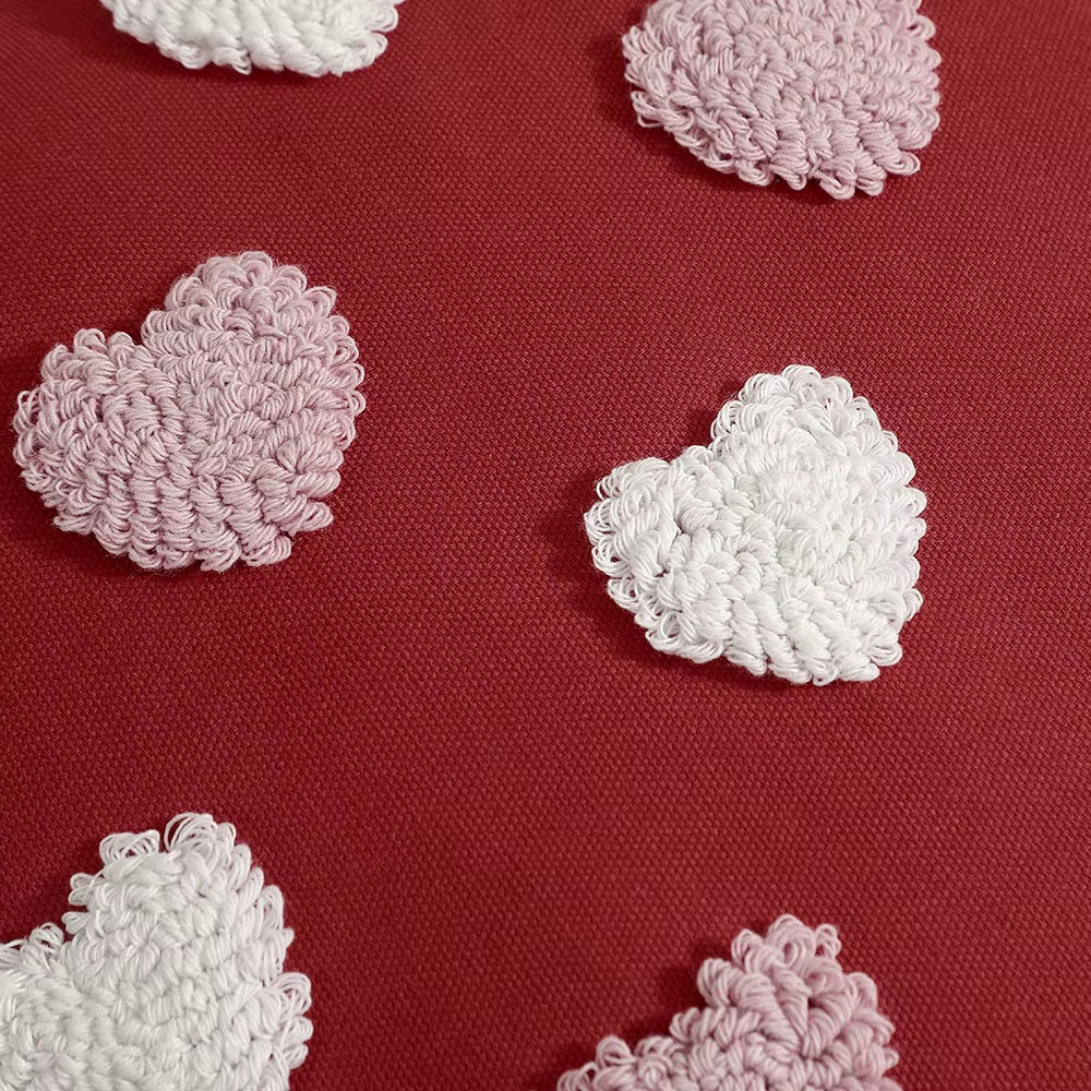 Housse de Coussin Brodé Coeur