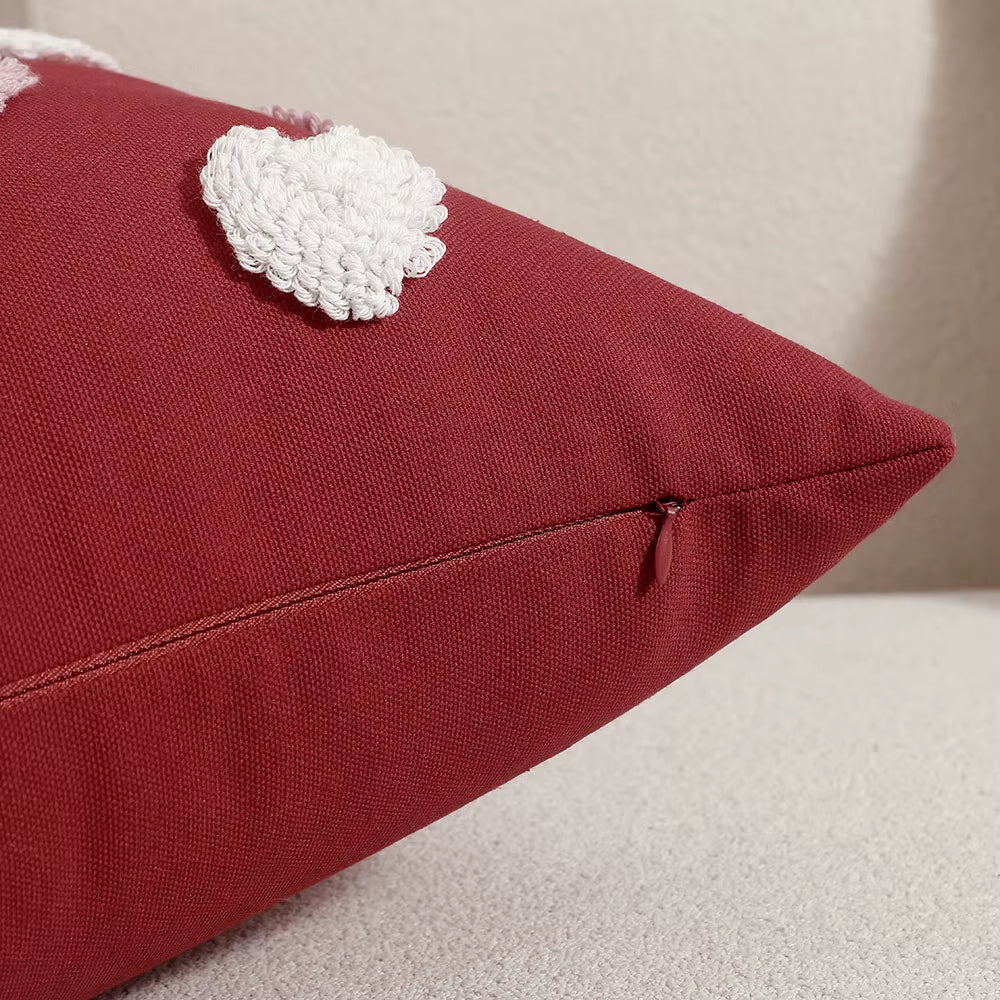 Housse de Coussin Brodé Coeur