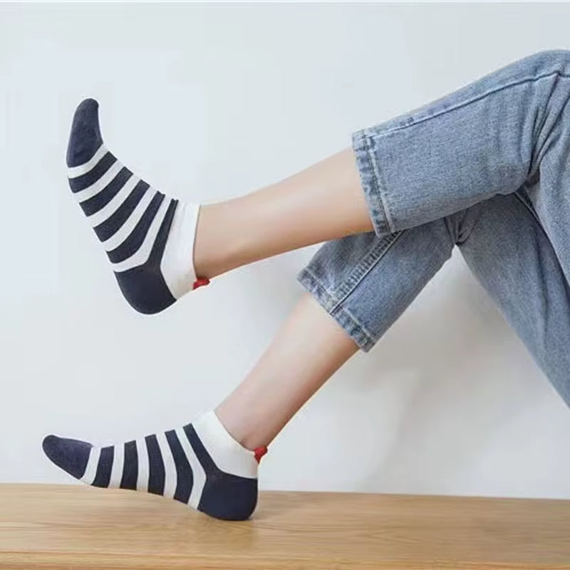 Lot de 5 Paires de Chaussettes en Coton Motif Coeur