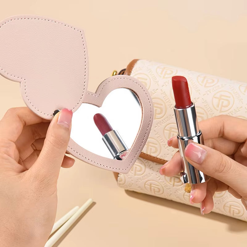 Miroir de Poche en Simili Cuir Coeur