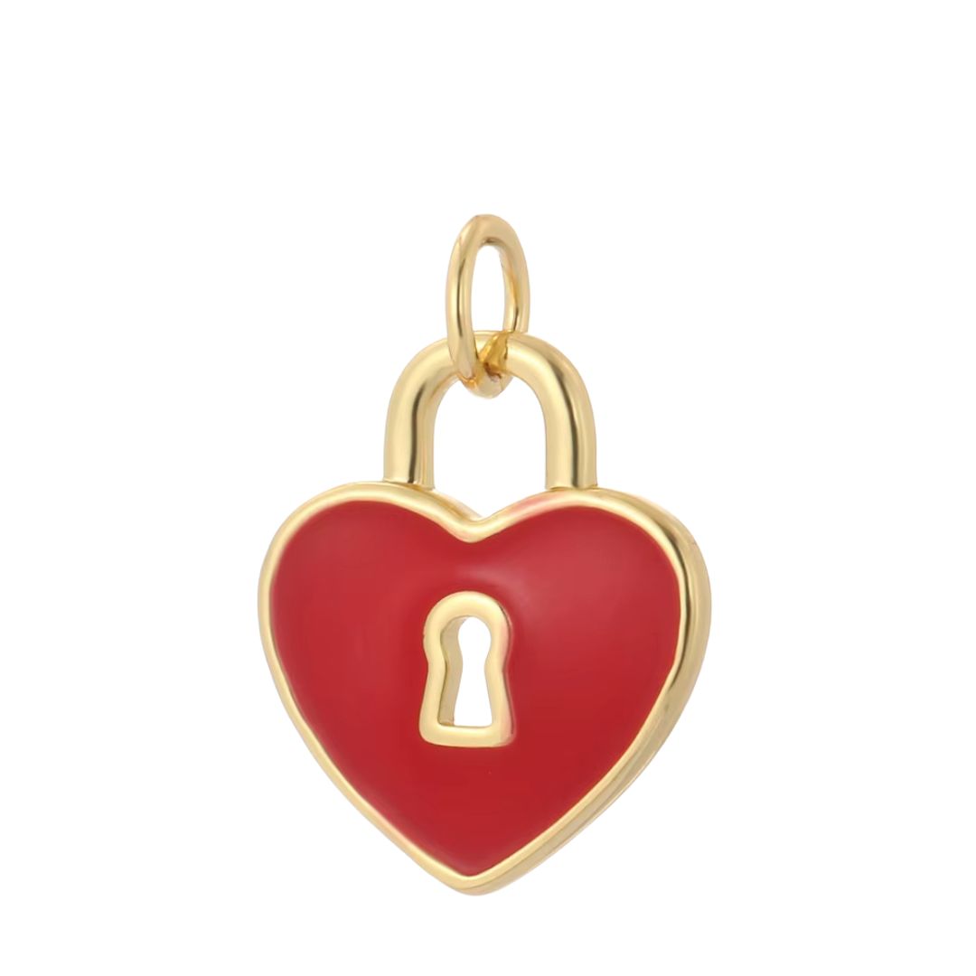 Pendentif en Émail Coeur Rouge