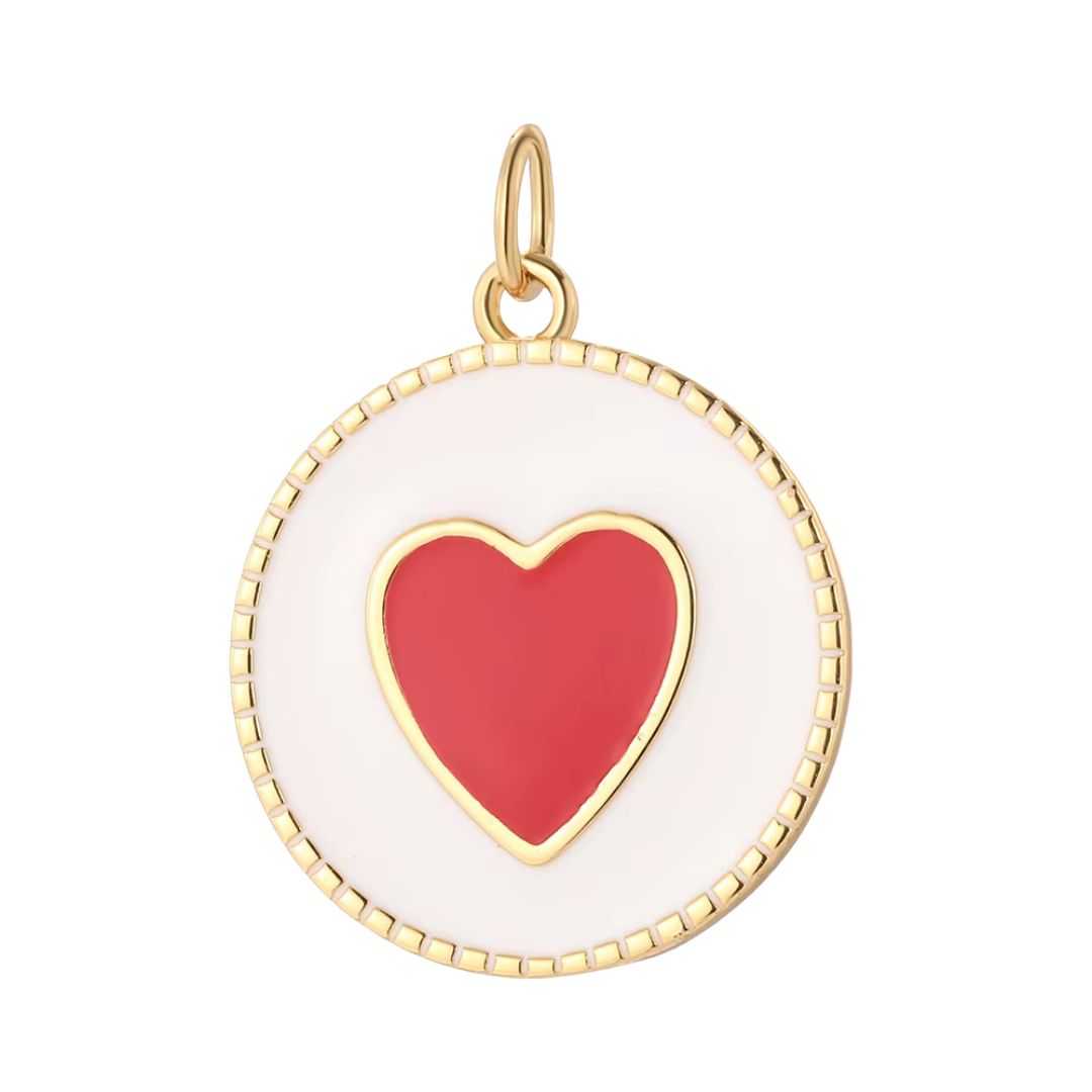 Pendentif en Émail Coeur Rouge