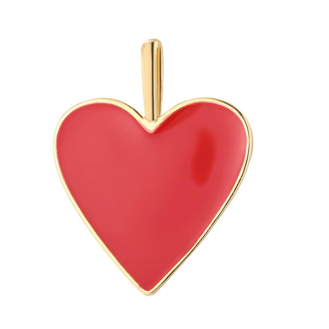 Pendentif en Émail Coeur Rouge sur fond blanc