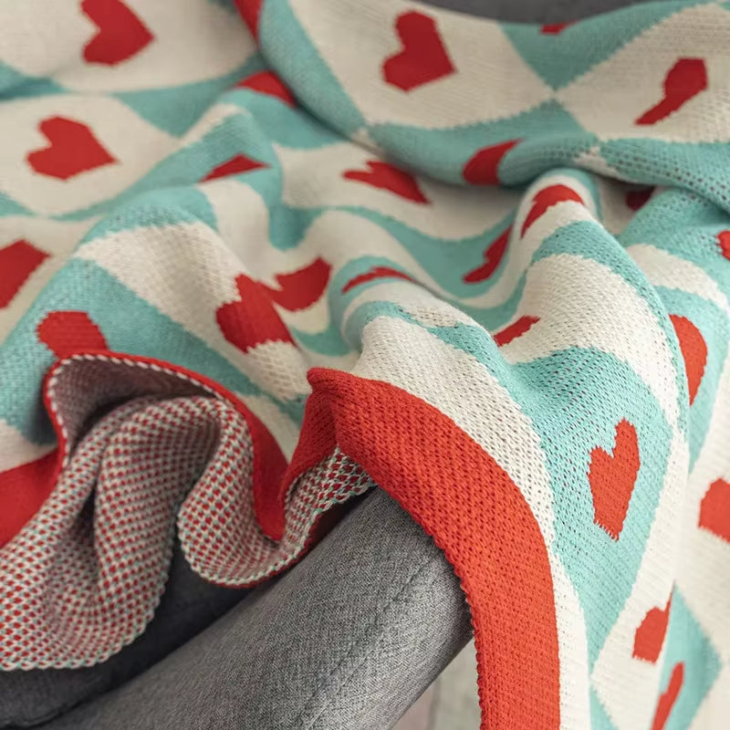 Plaid Coeur Bleu et Rouge