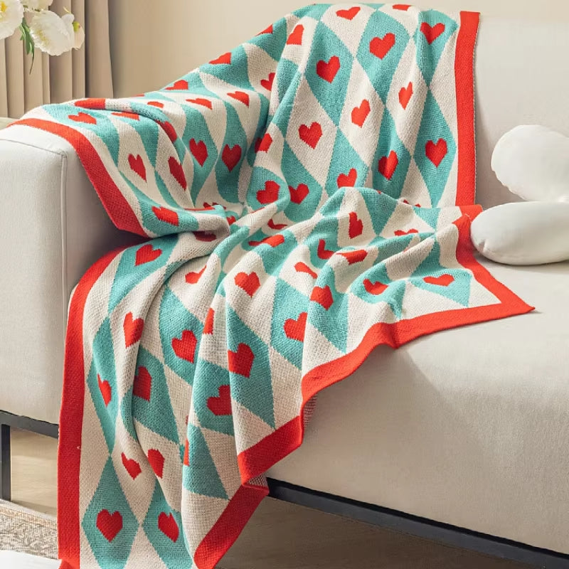 Plaid Coeur Bleu et Rouge
