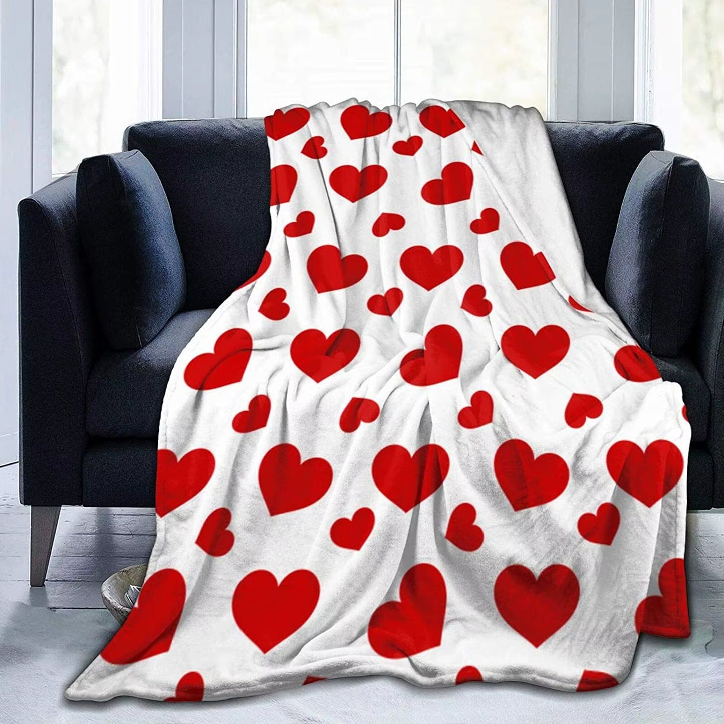Plaid à Motif Gros Coeur Rouge