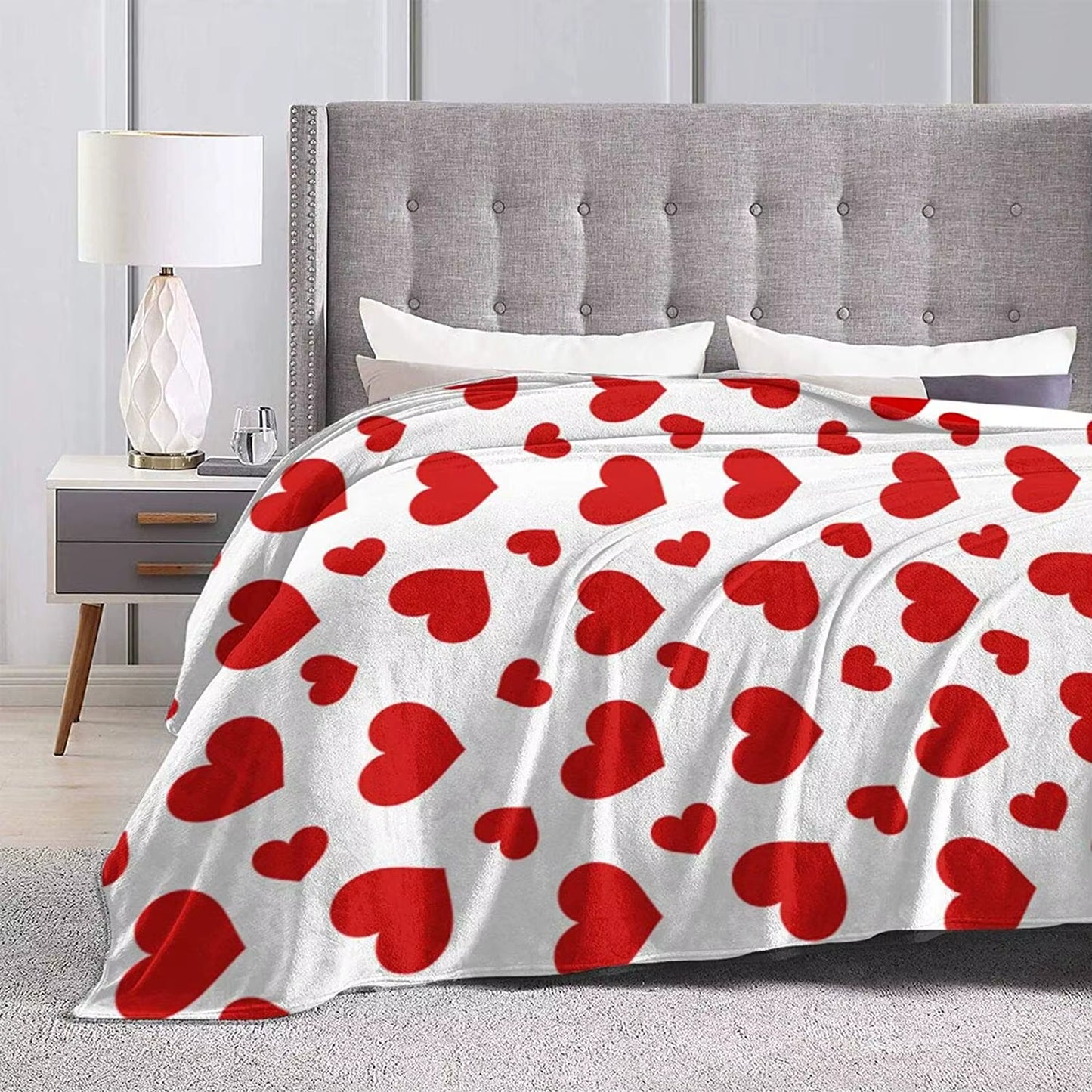 Plaid à Motif Gros Coeur Rouge