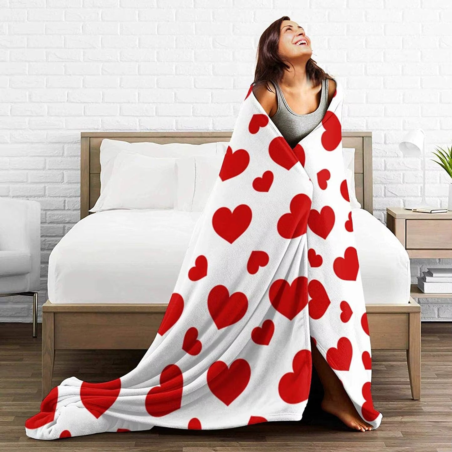 Plaid à Motif Gros Coeur Rouge