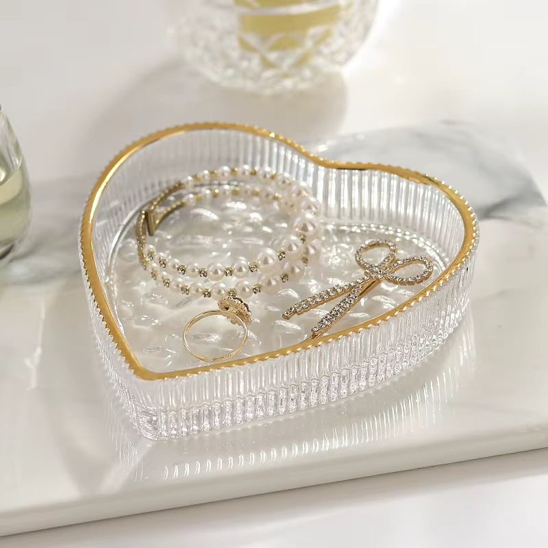 Plateau Vintage en Verre Coeur