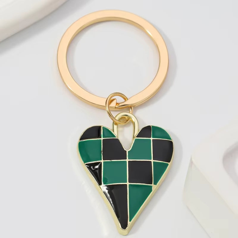 Porte Clé Coeur à Carreaux