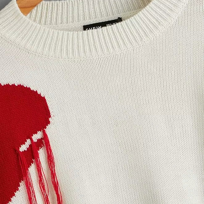Pull Brodé Coeur Rouge