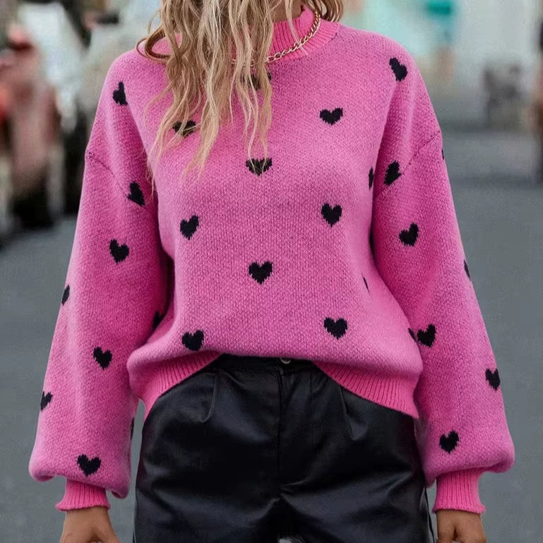 Pull Coeur Décontracté Loose