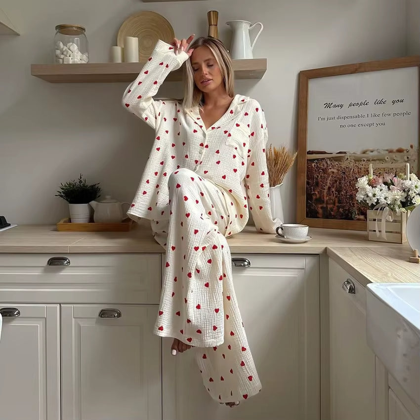 Pyjama Coeur Rouge 100% Coton