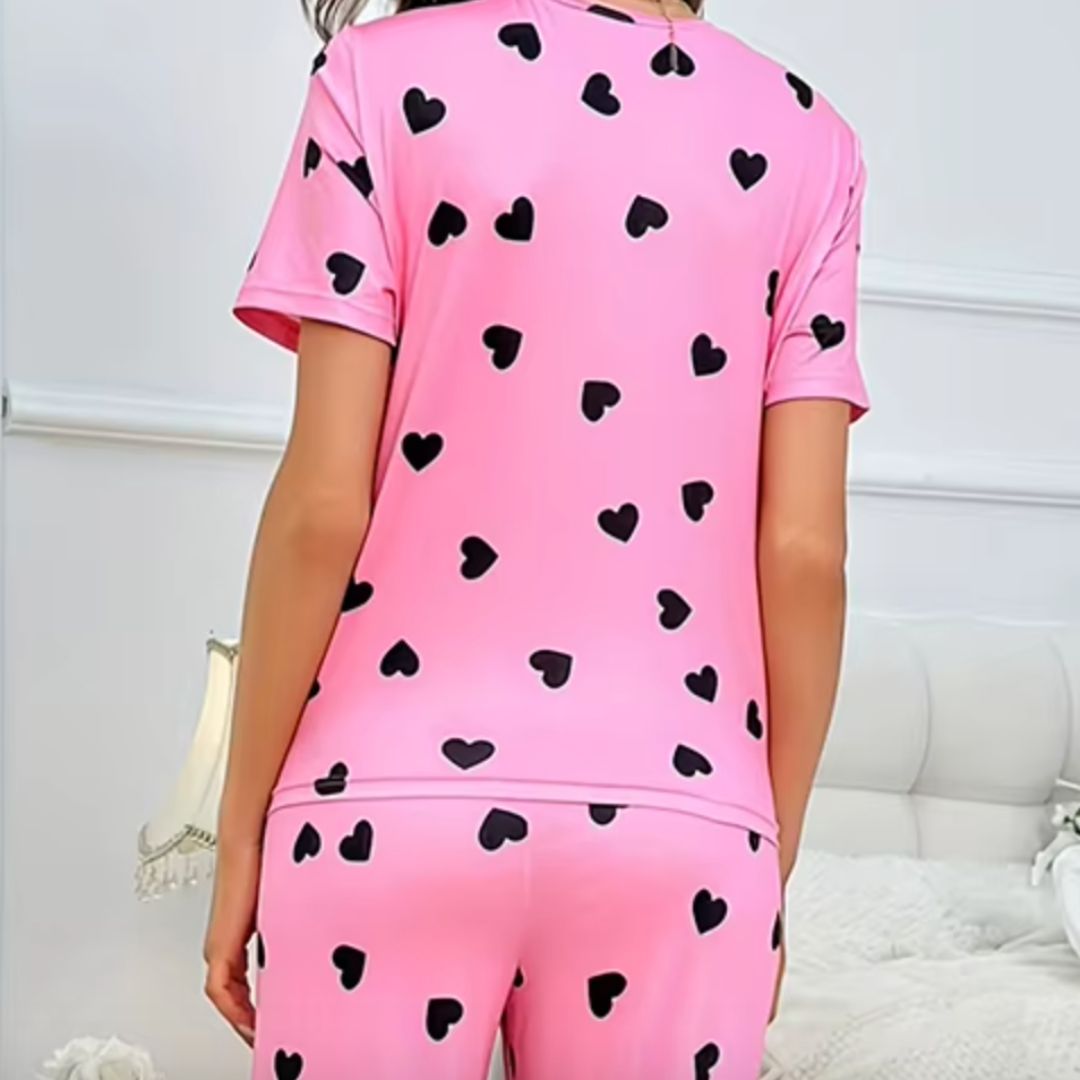 Pyjama Femme Rose à Coeurs