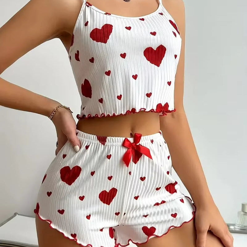Pyjama Short Imprimé Coeur