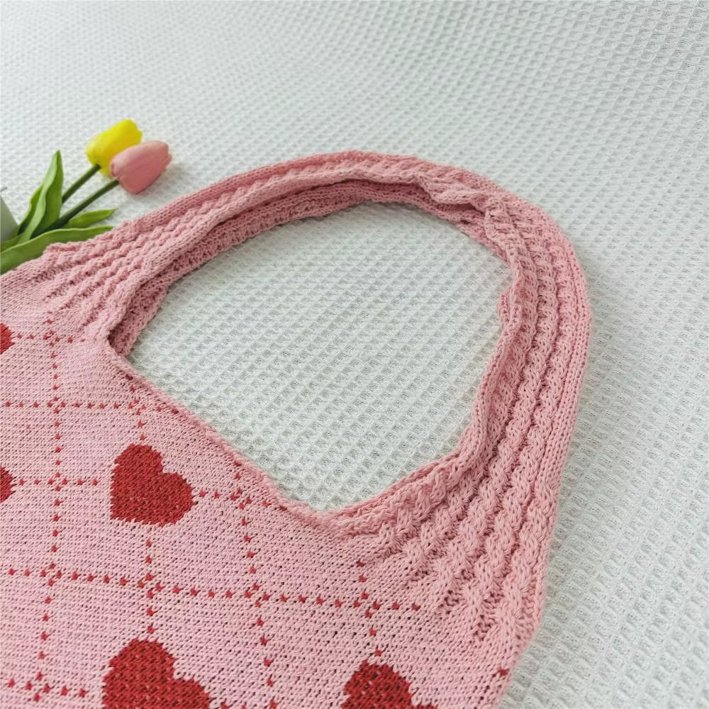 Sac Femme Rose à Motifs de Coeurs