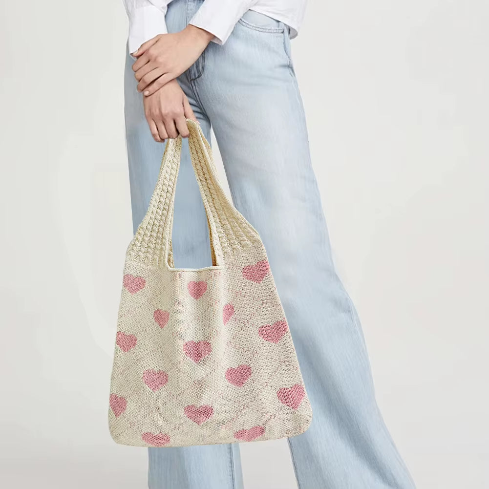 Sac Femme Souple à Motifs de Coeurs