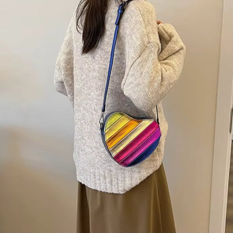 Sac à Main Femme Multicolore en Forme de Coeur