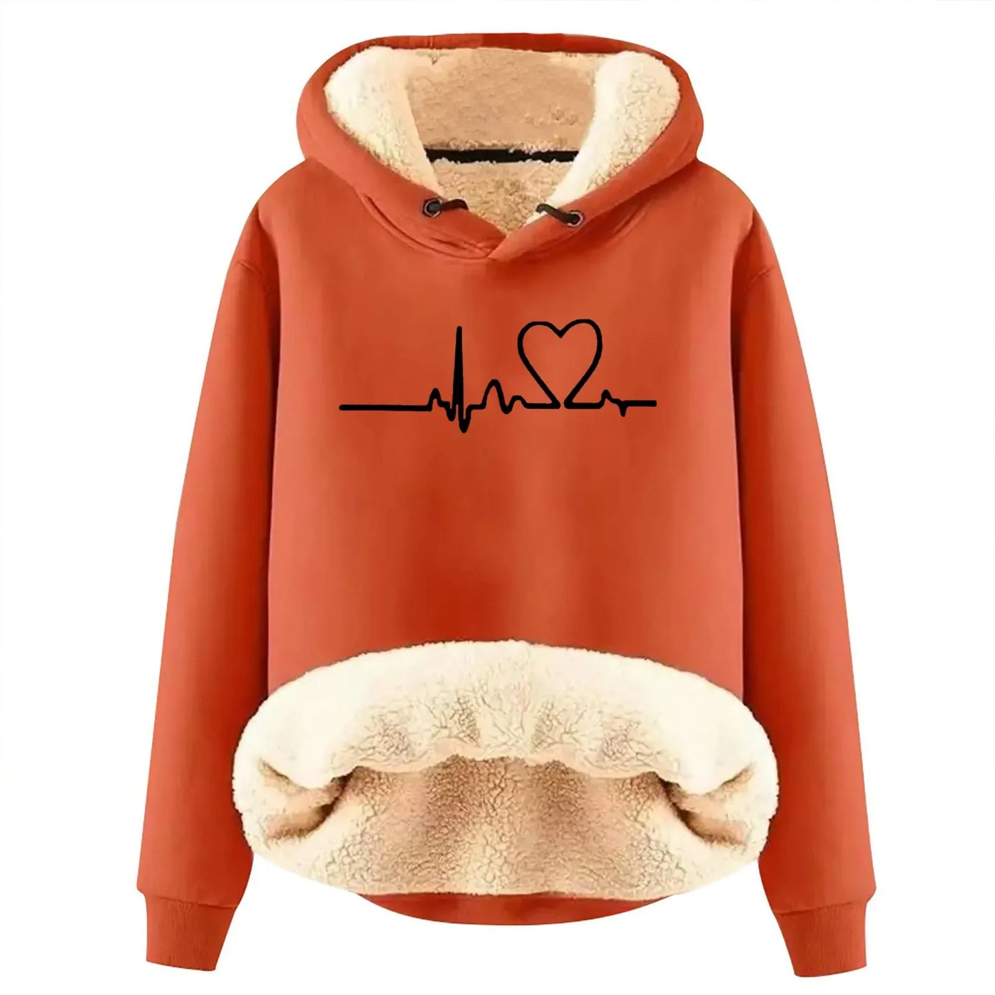 Sweat Coeur à Capuche Polaire sur fond blanc