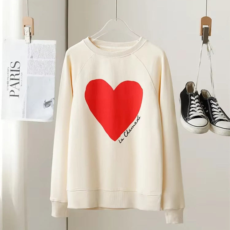 Sweat à Col Rond Motif Coeur